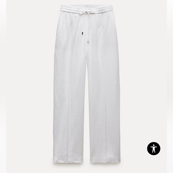 ZARA linen blend straight pants new with tags medium - Picture 2 of 3